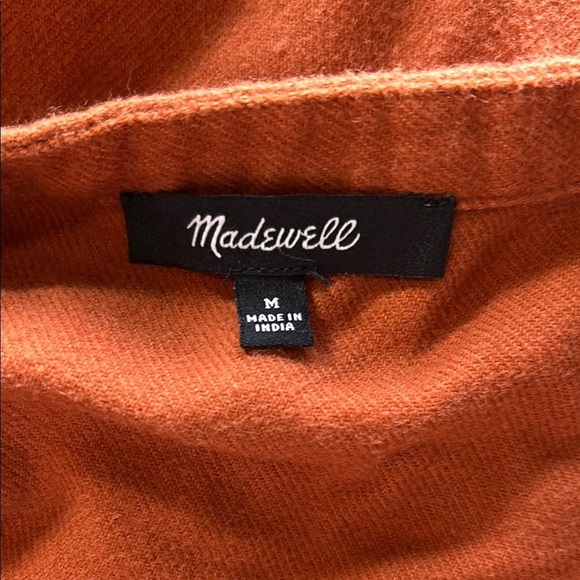 Madewell Flannel Button Placket Tiered Mini Dress Rust Orange Ruffled Dress Sz M - Picture 5 of 14